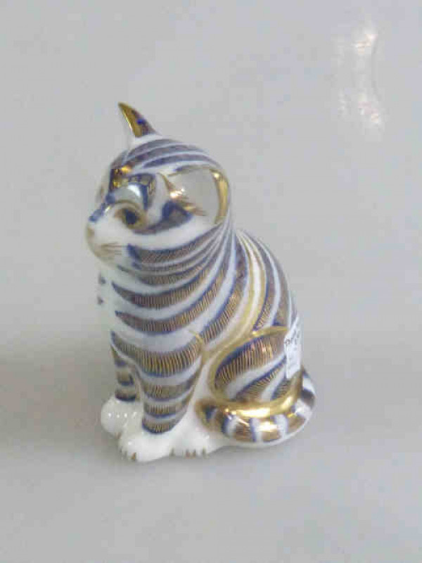 Royal Crown Derby Paperweight 'Grey Kitten' Boxed