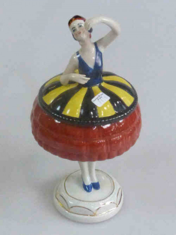 Continental Porcelain Ballerina Lidded Figure