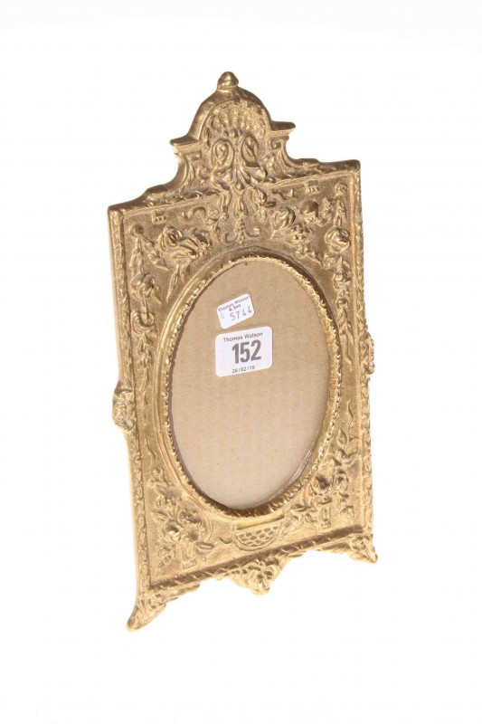 Ornate brass photograph frame, 27cm by 15cm