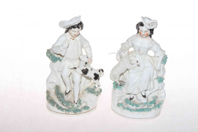Pair of Victorian Staffordshire figures, 16cm by 9cm