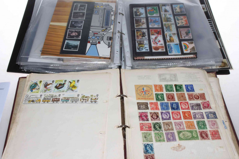 Worldwide stamp album plus British mint stamps including Coat of Arms, Russia circa 1890's, revenues, China, Paraguay, USA Presidential, high definitive cover, £40 face value UK
