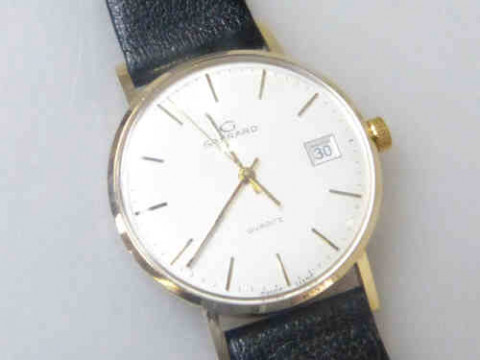 Garrard 9ct Gold Cased Gentleman's Quartz Wrist Watch in Garrard Box