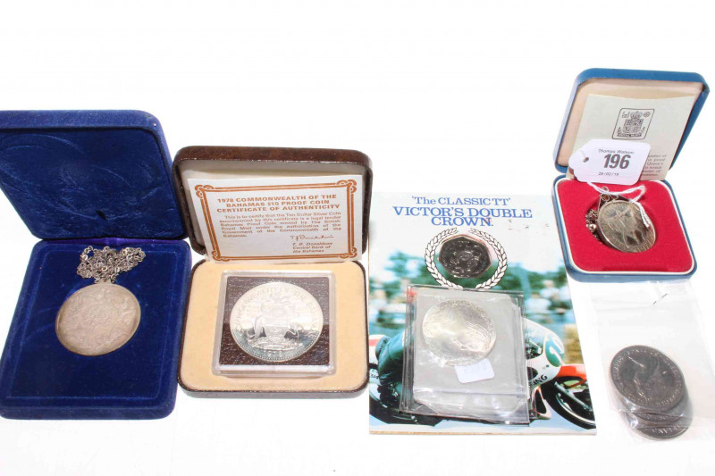1978 ten dollar silver coin, crowns, 50p etc