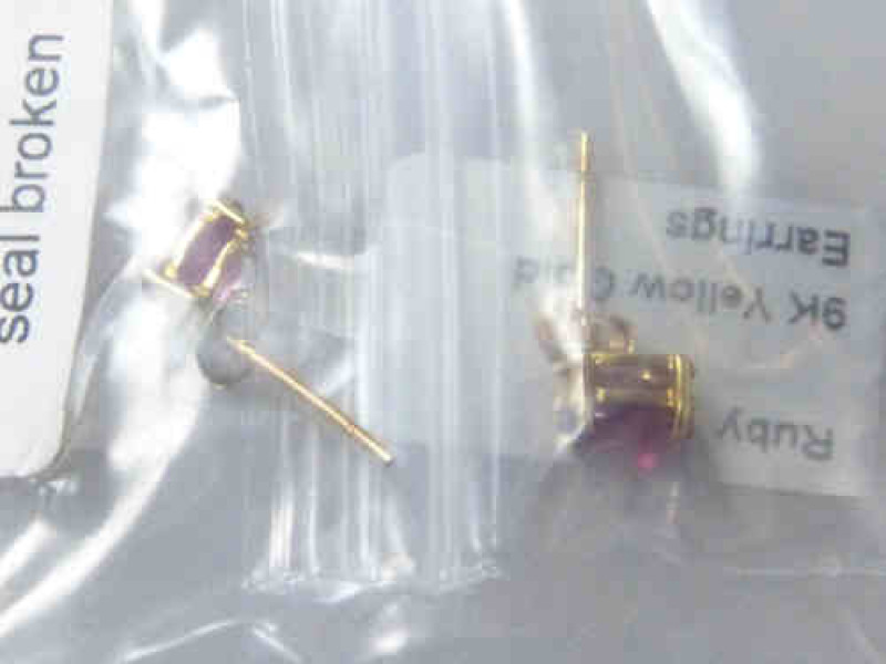 Pair of Ruby Ear Studs, Mounted on 9ct Yellow Gold