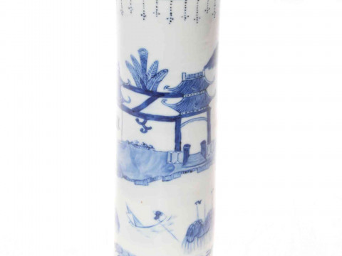 Chinese cylindrical blue and white vase