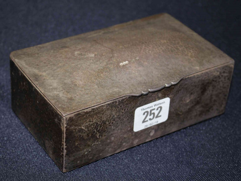 Hammered silver cigarette box, Birmingham 1930