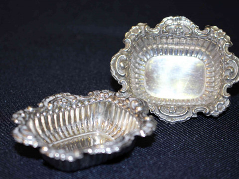 Pair Edwardian stamped silver open salts, Birmingham 1905