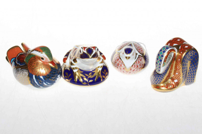 Collection of four Royal Crown Derby paperweights