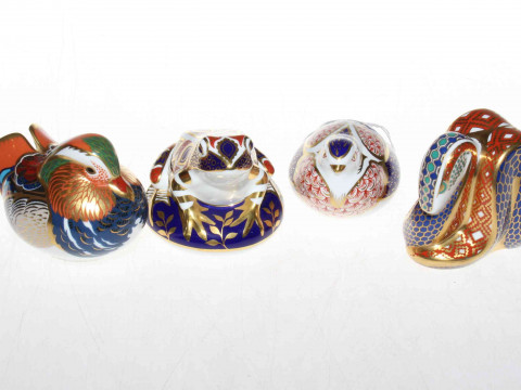 Collection of four Royal Crown Derby paperweights