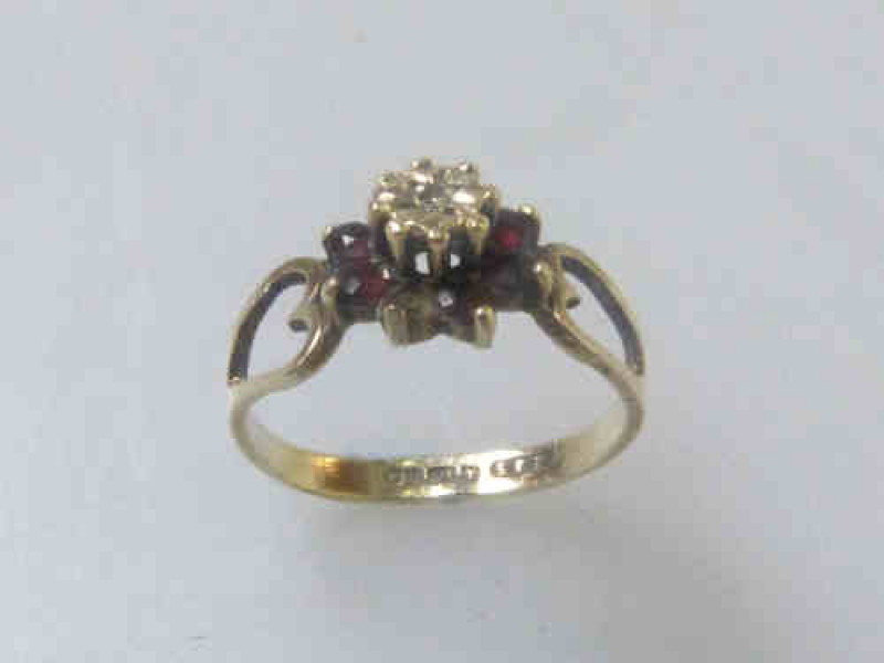 9ct Yellow Gold Ring Set with a Small Diamond, Size K 1/2