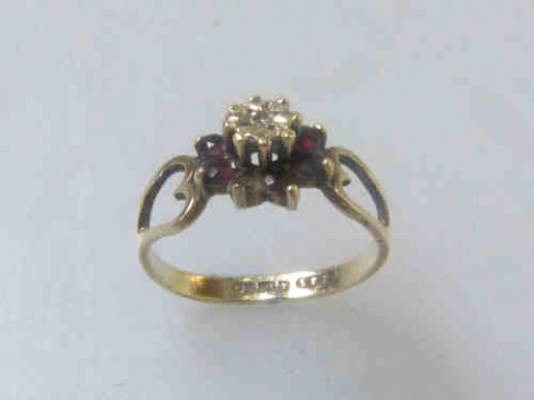 9ct Yellow Gold Ring Set with a Small Diamond, Size K 1/2
