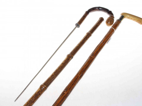 Silver mounted walking stick and sword stick (2)