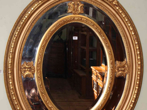 Good gilt framed oval wall mirror, 138cm by 105cm overall