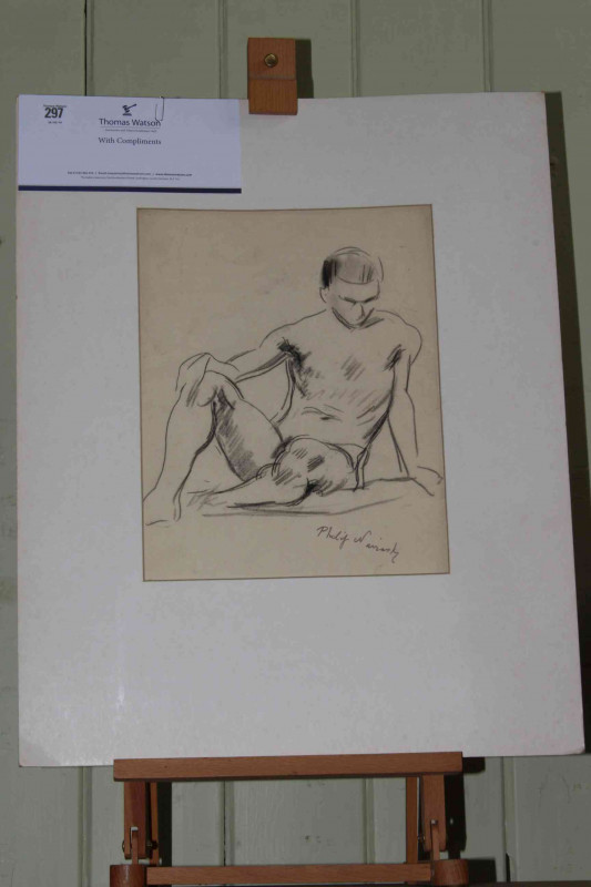 Philip Naviaski, Male Study, pencil sketch, unframed