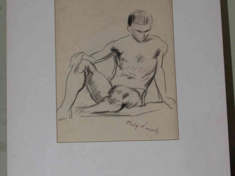 Philip Naviaski, Male Study, pencil sketch, unframed