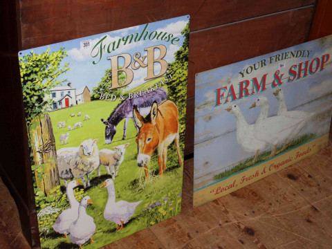 Two signs, Farmhouse B & B and Farm & Shop