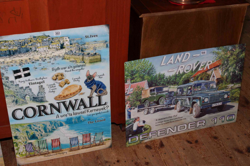 Two signs, Cornwall and Land Rover