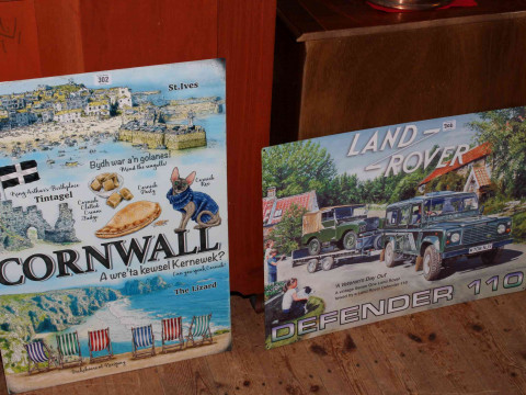 Two signs, Cornwall and Land Rover