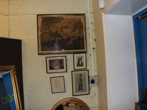 Two framed Alderson watercolours, spy print, Victorian print and framed...