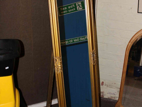 Gilt framed easel cheval mirror