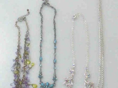 Four Necklets/Pendants including Windsor Type Panther Head Set with White...