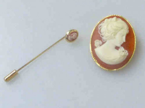 Cameo Brooch and Tie Pin (2)