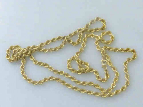 18ct Yellow Gold Long Rope Work Chain, 96cm, 27grams