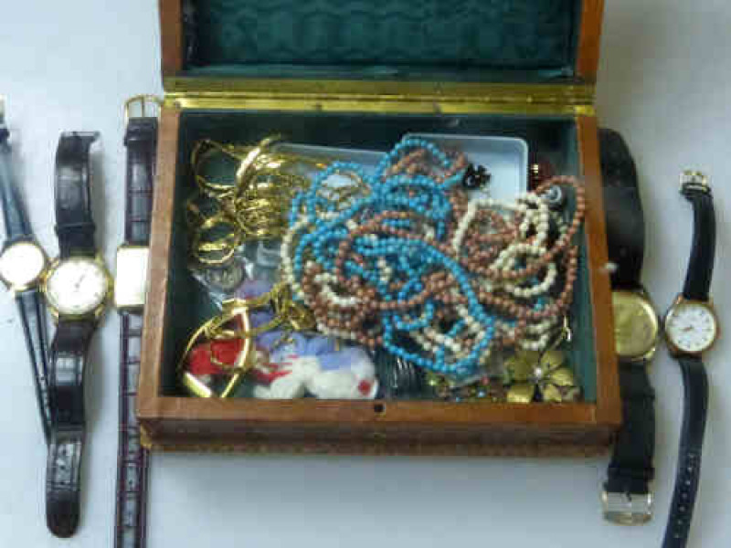 Box of Costume Jewellery and Watches