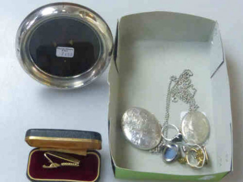 Two Silver Lockets, Chester, Silver Picture Frame etc