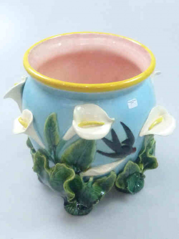 Majolica Jardiniere with Lilies