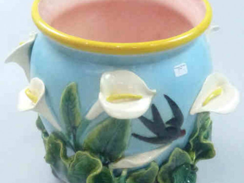 Majolica Jardiniere with Lilies