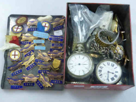 OXO Tin with Collection of Watches (some silver), and, News of the World...