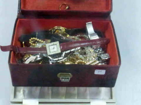 Jewellery Box and Contents, Christening Cutlery, Watches etc