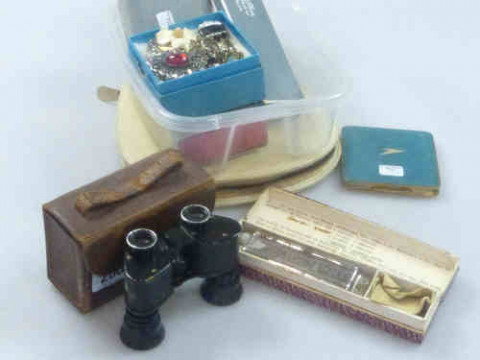 Cased Opera Glasses, Compact, Jewellery and Manicure Set