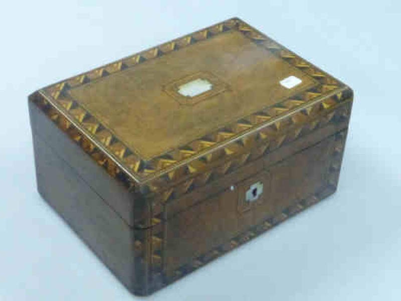 19th Century Inlaid Walnut Trinket Box