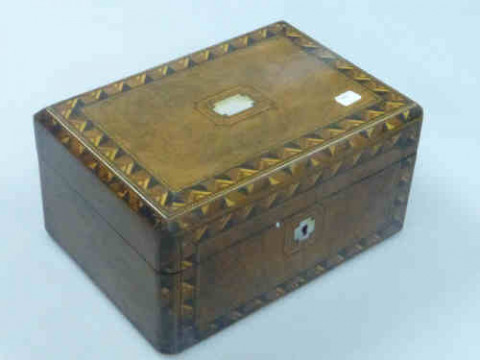 19th Century Inlaid Walnut Trinket Box