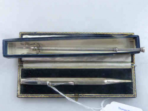 Cased Silver Pencil, and, Boxed Silver Pickle Fork (2)