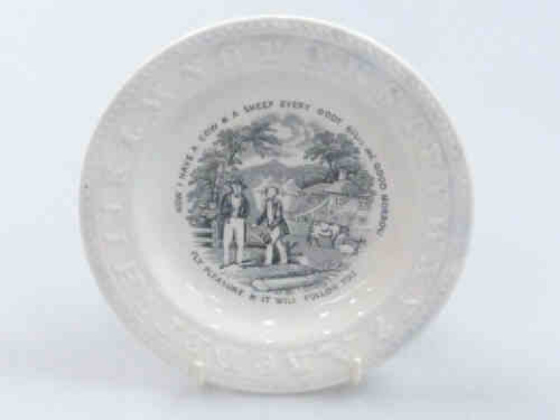 Antique Printed and Moulded Pottery Alphabet Plate