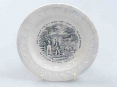 Antique Printed and Moulded Pottery Alphabet Plate