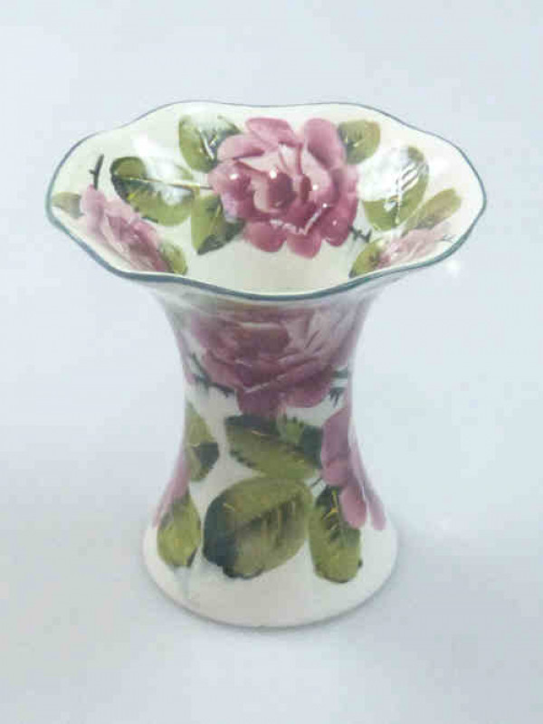Wemyss Rose Painted Trumpet Form Vase