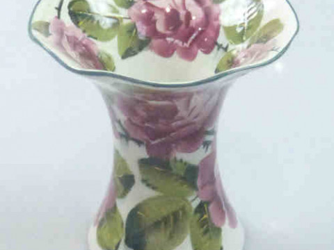 Wemyss Rose Painted Trumpet Form Vase