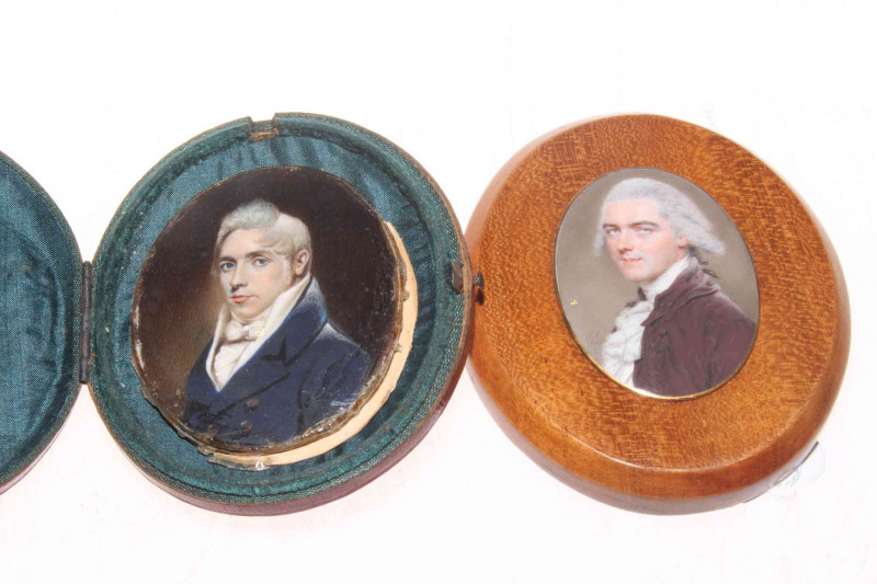 Antique portrait miniatures of distinguished well dressed gentlemen. 