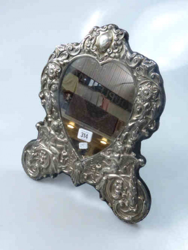 Victorian Style Silver Mounted Table Mirror, London 1979