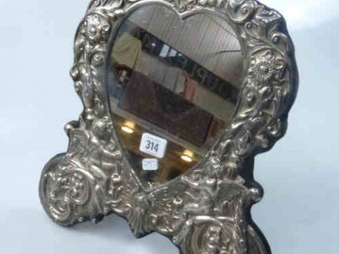 Victorian Style Silver Mounted Table Mirror, London 1979
