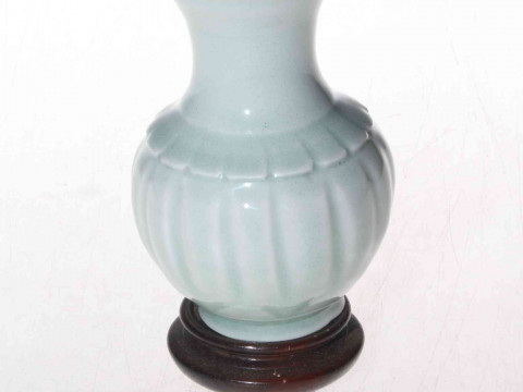 Chinese Qingbai green white Celadon glaze porcelain baluster vase, with...