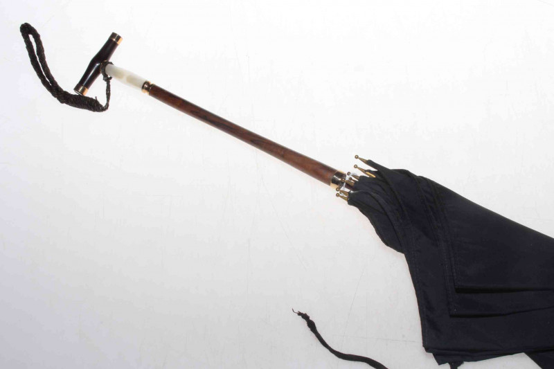 Edwardian gilt metal mounted parasol.