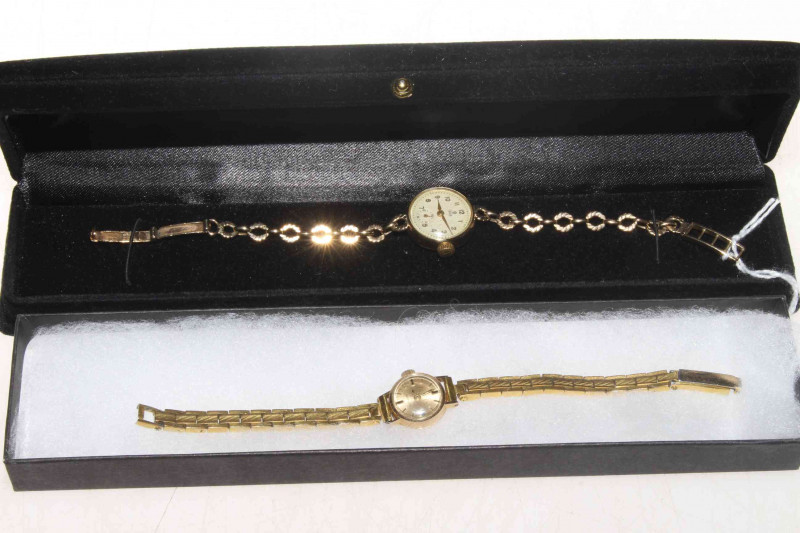 Tudor/Rolex ladies 9 carat gold watch together with Rotary ladies watch.