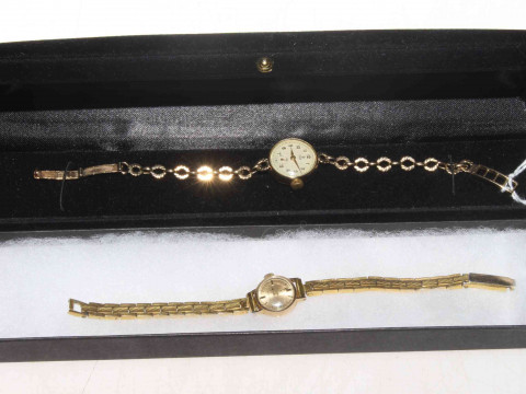 Tudor/Rolex ladies 9 carat gold watch together with Rotary ladies watch.