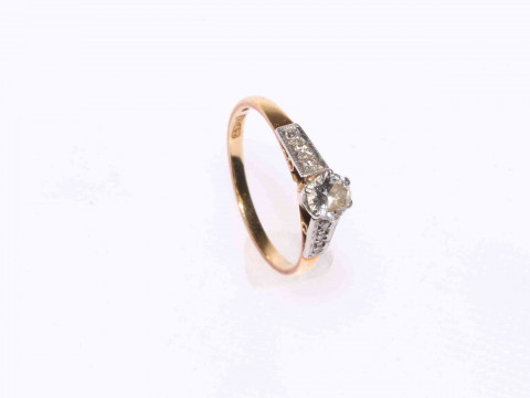 18 carat gold and platinum diamond ring.