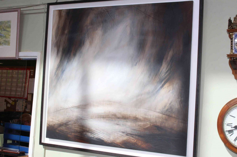 Paul Denham (British living artist, b. 1977), 'Arc of Light', signed verso, acrylic, framed, overall 125cm by 135cm.
